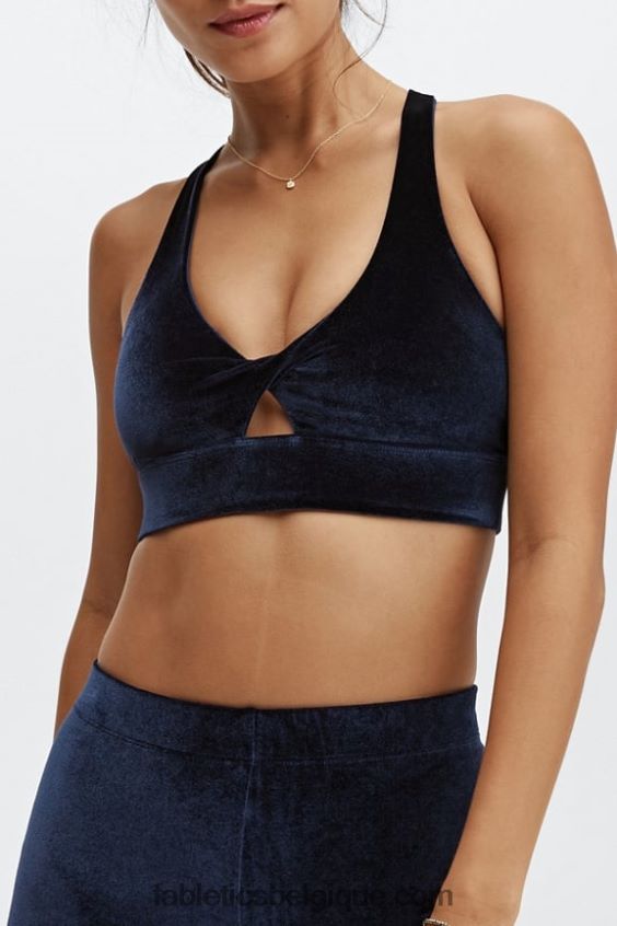 soutien-gorge de sport en velours torsadé oasis femmes Fabletics 404P0T1639 bleu marine profond
