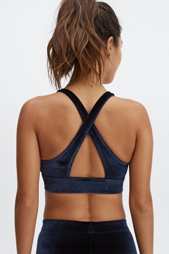 soutien-gorge de sport en velours torsadé oasis femmes Fabletics 404P0T1639 bleu marine profond