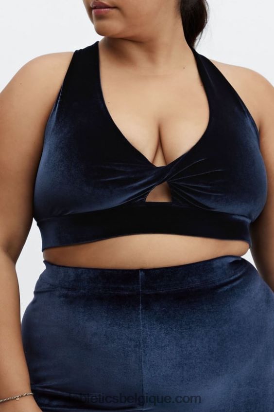 soutien-gorge de sport en velours torsadé oasis femmes Fabletics 404P0T1640 bleu marine profond