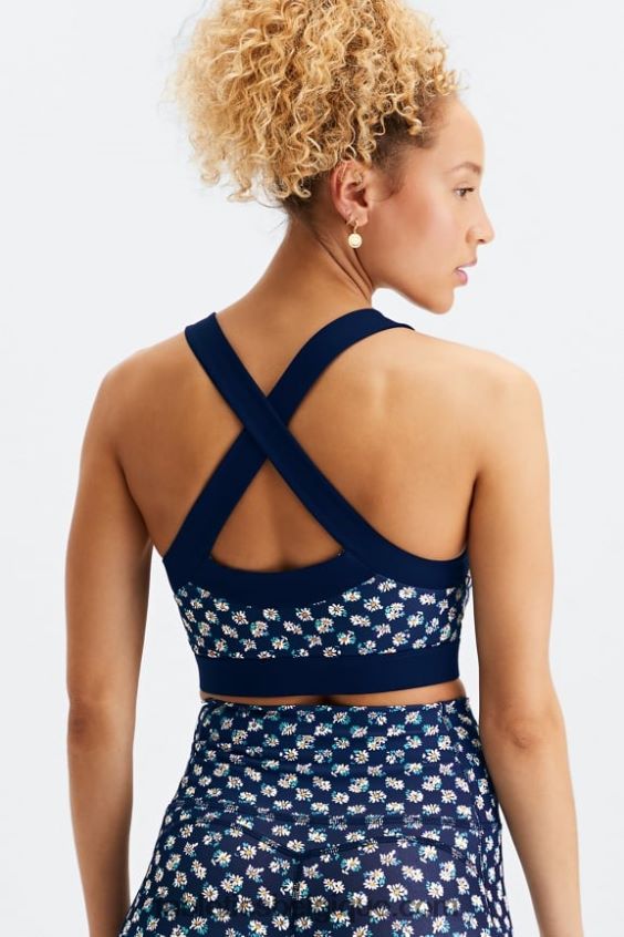 soutien-gorge de sport à faible impact greta femmes Fabletics 404P0T1626 daisy field check/deep navy