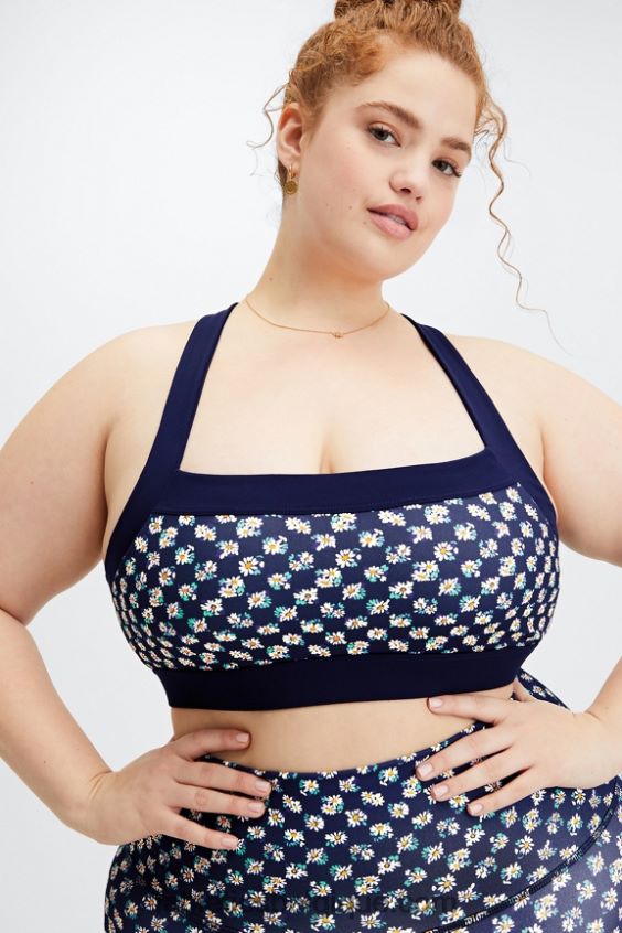 soutien-gorge de sport à faible impact greta femmes Fabletics 404P0T1627 daisy field check/deep navy