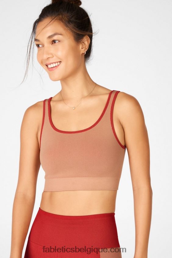 soutien-gorge de sport réversible à faible impact ensoleillé femmes Fabletics 404P0T1662 haute rouge/érable