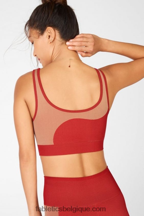 soutien-gorge de sport réversible à faible impact ensoleillé femmes Fabletics 404P0T1662 haute rouge/érable