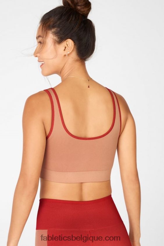 soutien-gorge de sport réversible à faible impact ensoleillé femmes Fabletics 404P0T1662 haute rouge/érable