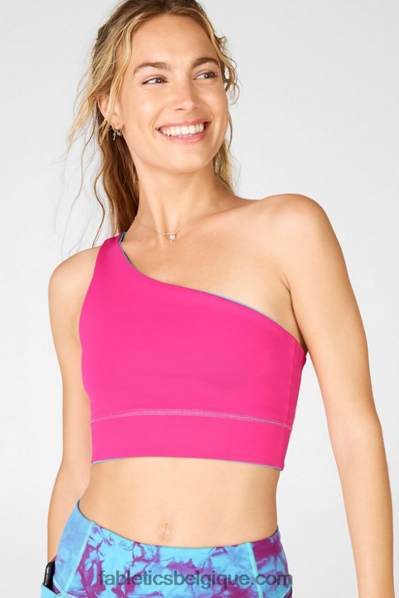 soutien-gorge de sport réversible à une épaule harlow femmes Fabletics 404P0T1678 brume bleue/rose foncé