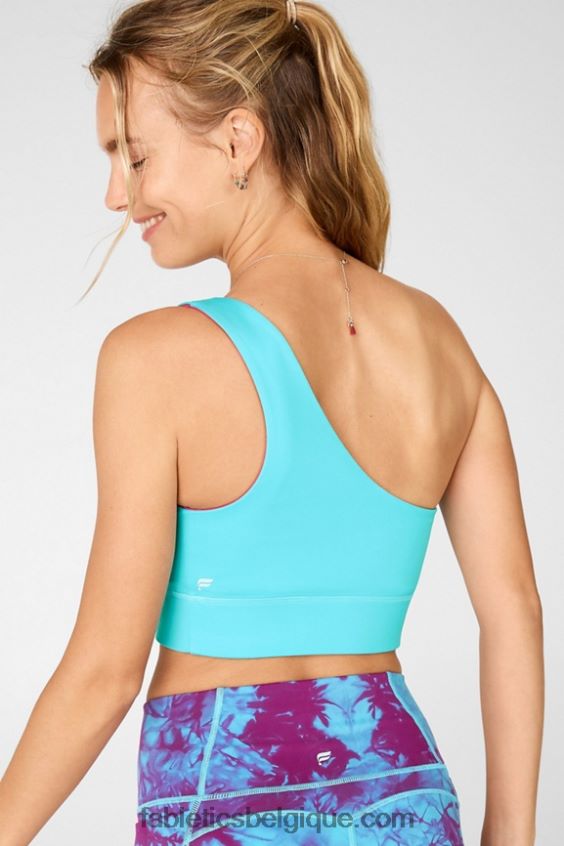 soutien-gorge de sport réversible à une épaule harlow femmes Fabletics 404P0T1678 brume bleue/rose foncé