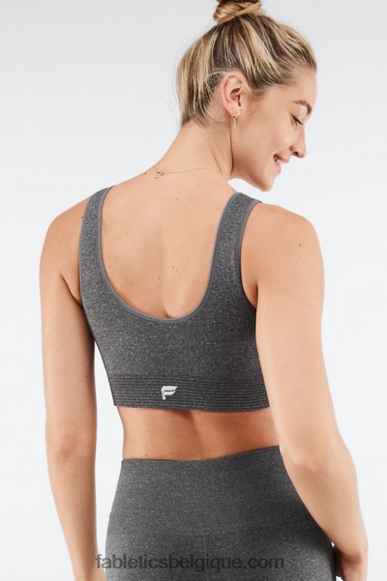 soutien-gorge de sport sans couture luciana femmes Fabletics 404P0T1655 logo gris chiné foncé/blanc