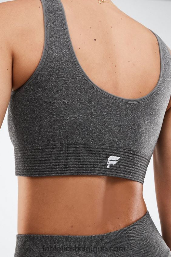 soutien-gorge de sport sans couture luciana femmes Fabletics 404P0T1655 logo gris chiné foncé/blanc