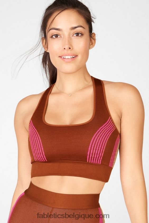 soutien-gorge de sport sans coutures kelsea femmes Fabletics 404P0T1670 java/tapioca/peluche rose