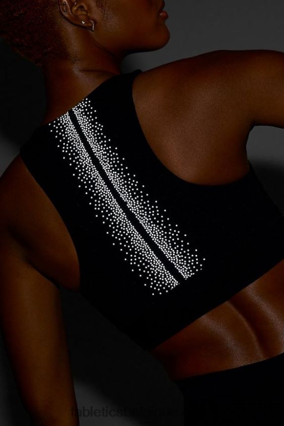 soutien-gorge en tricot sculpté réfléchissant Oaklyn femmes Fabletics 404P0T1686 noir/argent réfléchissant