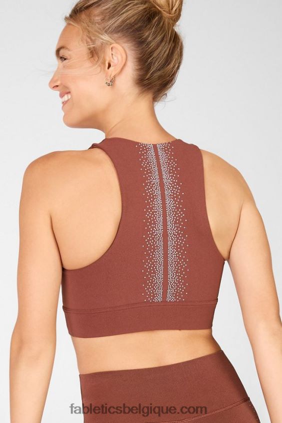 soutien-gorge en tricot sculpté réfléchissant Oaklyn femmes Fabletics 404P0T1687 marron/argent réfléchissant