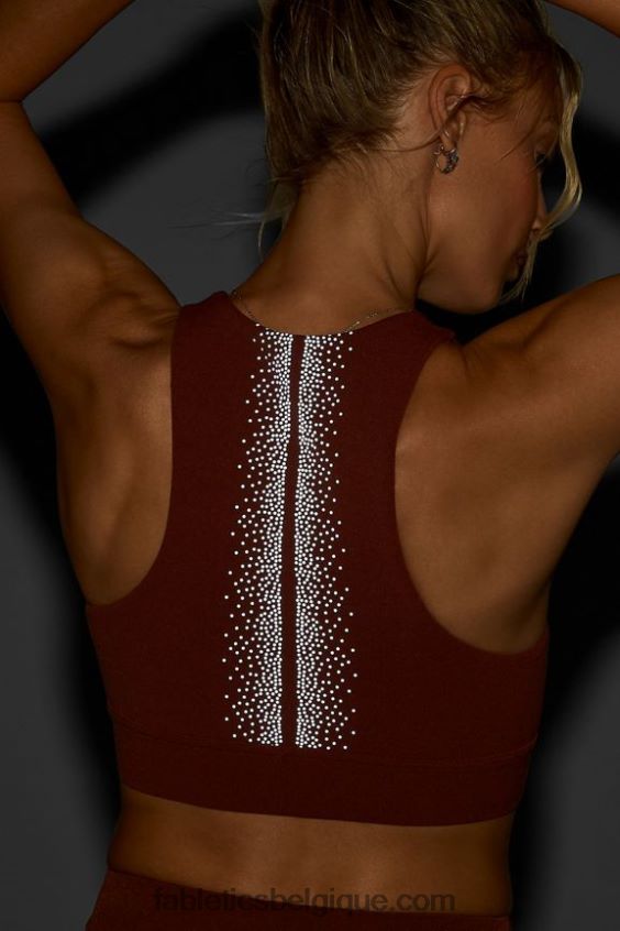 soutien-gorge en tricot sculpté réfléchissant Oaklyn femmes Fabletics 404P0T1687 marron/argent réfléchissant