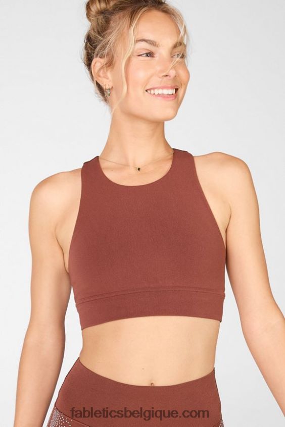 soutien-gorge en tricot sculpté réfléchissant Oaklyn femmes Fabletics 404P0T1687 marron/argent réfléchissant