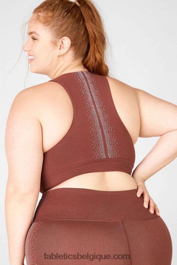 soutien-gorge en tricot sculpté réfléchissant Oaklyn femmes Fabletics 404P0T1688 marron/argent réfléchissant