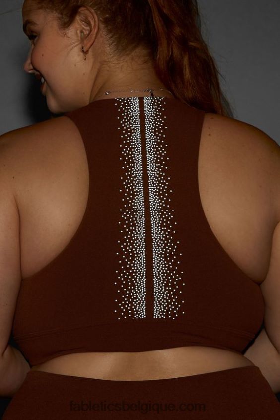 soutien-gorge en tricot sculpté réfléchissant Oaklyn femmes Fabletics 404P0T1688 marron/argent réfléchissant