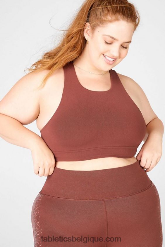 soutien-gorge en tricot sculpté réfléchissant Oaklyn femmes Fabletics 404P0T1688 marron/argent réfléchissant