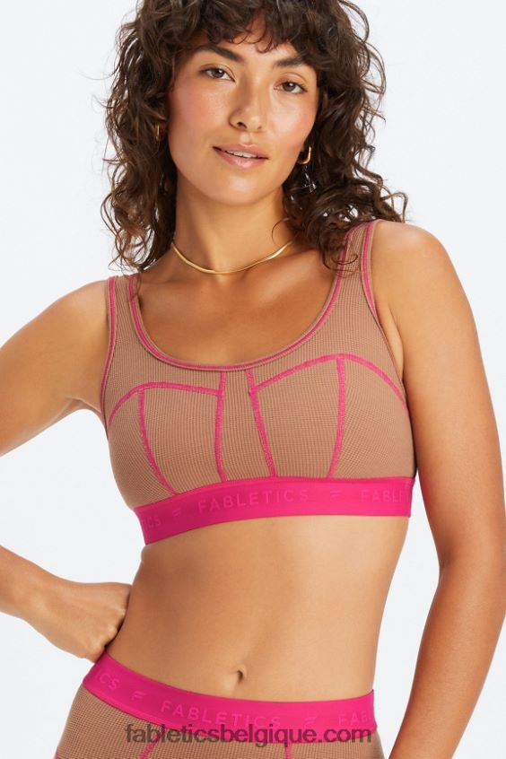 soutien-gorge gaufré femmes Fabletics 404P0T1534 peluche/fuchsia