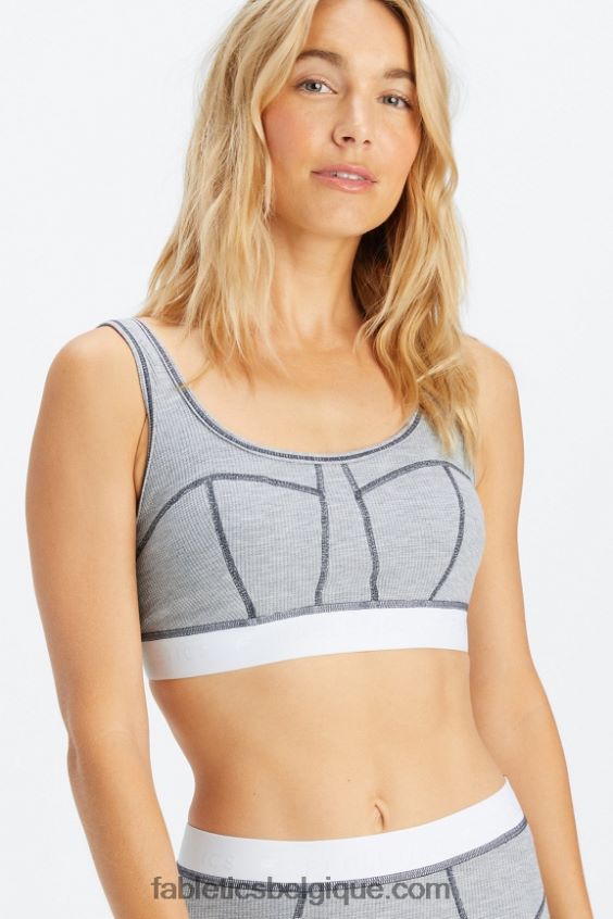 soutien-gorge gaufré femmes Fabletics 404P0T1535 gris classique chiné/blanc