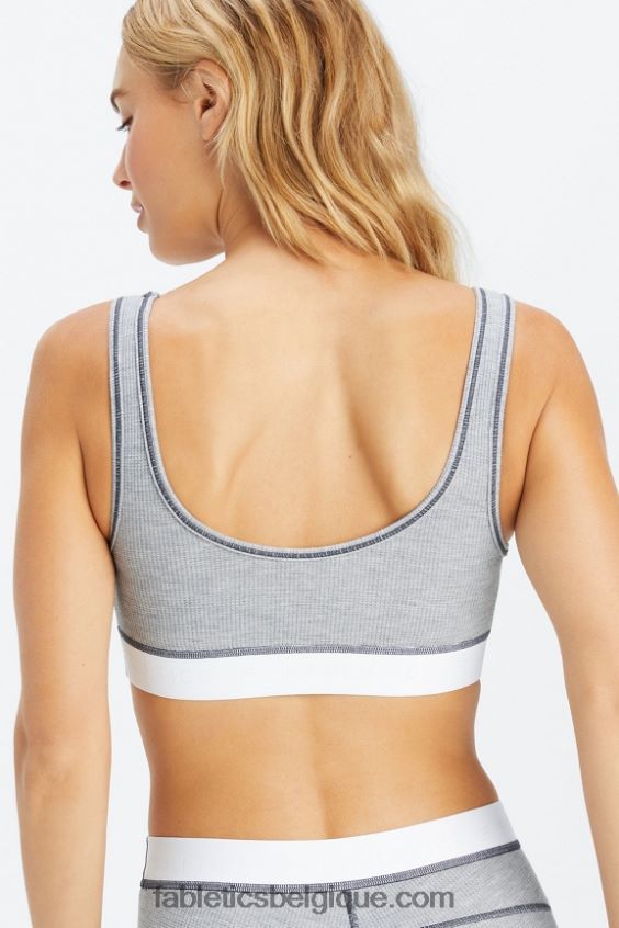 soutien-gorge gaufré femmes Fabletics 404P0T1535 gris classique chiné/blanc