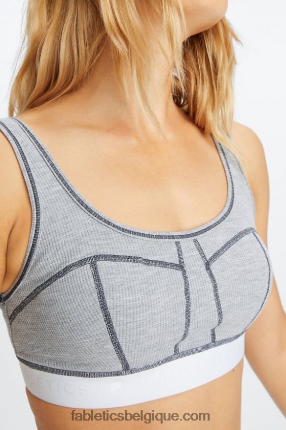 soutien-gorge gaufré femmes Fabletics 404P0T1535 gris classique chiné/blanc
