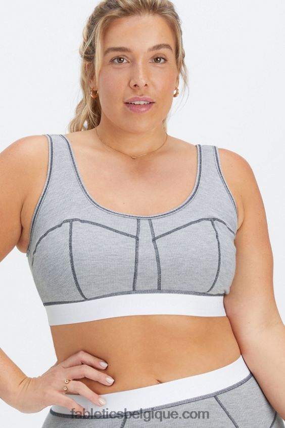soutien-gorge gaufré femmes Fabletics 404P0T1536 gris classique chiné/blanc
