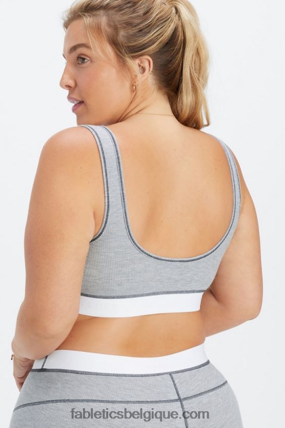 soutien-gorge gaufré femmes Fabletics 404P0T1536 gris classique chiné/blanc