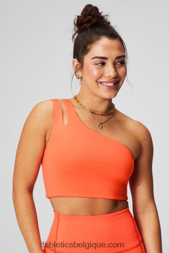soutien-gorge midi asymétrique à double bretelle femmes Fabletics 404P0T1486 orange passion