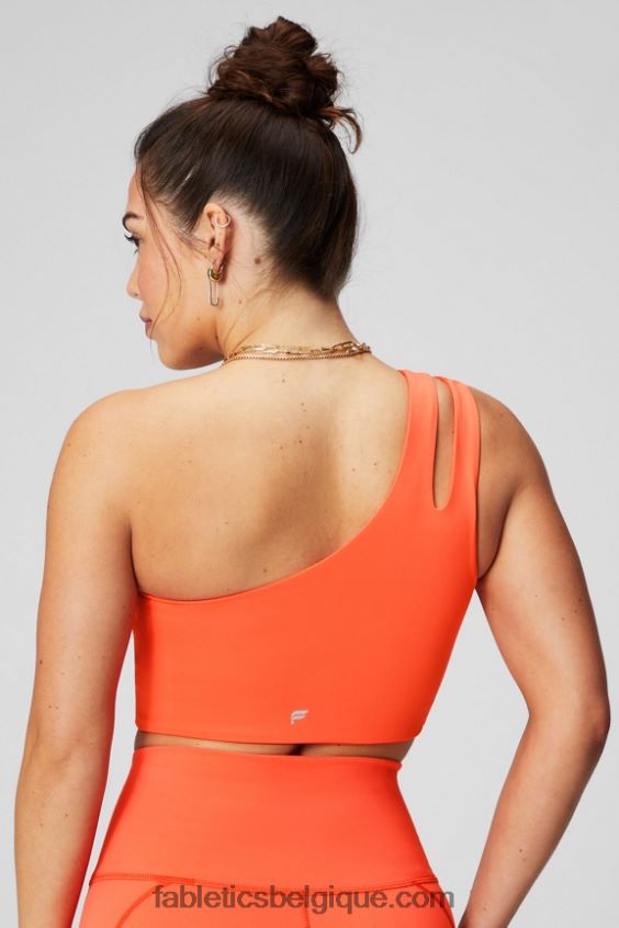 soutien-gorge midi asymétrique à double bretelle femmes Fabletics 404P0T1486 orange passion
