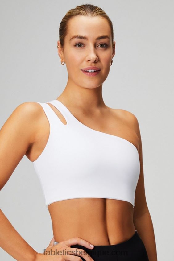 soutien-gorge midi asymétrique à double bretelle femmes Fabletics 404P0T1487 blanc classique