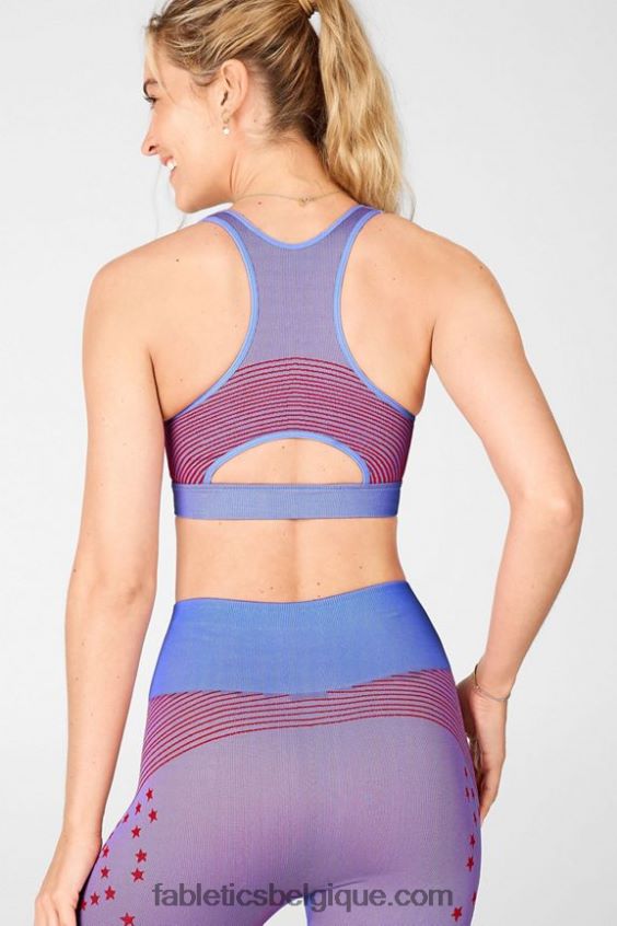 soutien-gorge sans couture étoile femmes Fabletics 404P0T1683 cristal bleu/rouge à lèvres