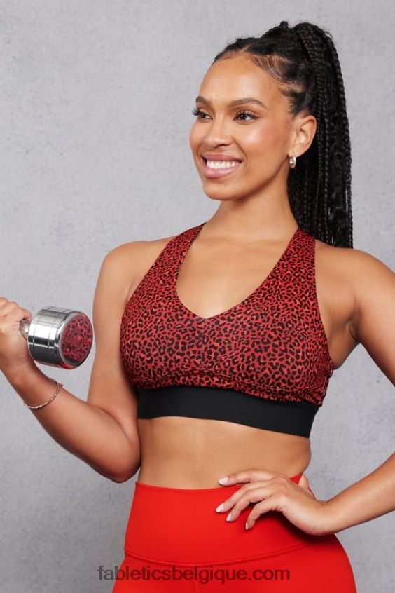 toute la journée tous les jours soutien-gorge 102 femmes Fabletics 404P0T1472 électrique cerise mini léopard/noir