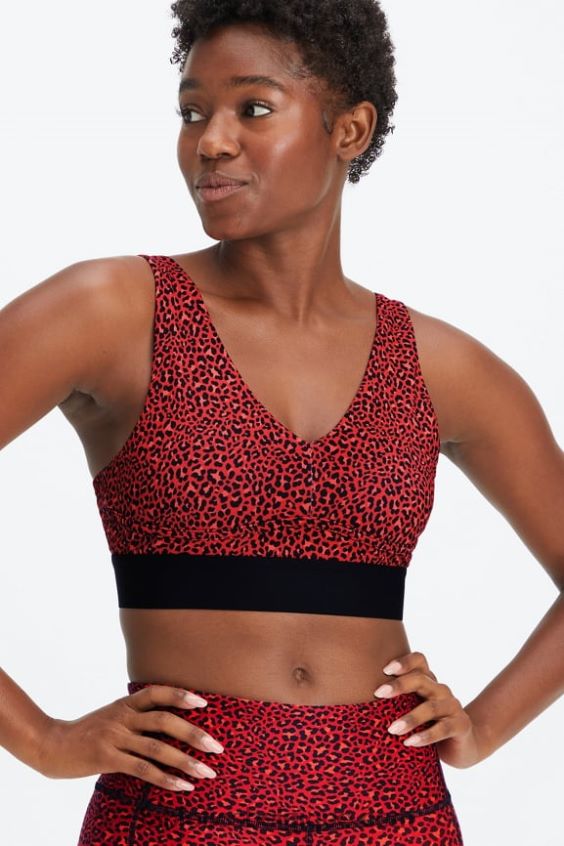 toute la journée tous les jours soutien-gorge 102 femmes Fabletics 404P0T1472 électrique cerise mini léopard/noir