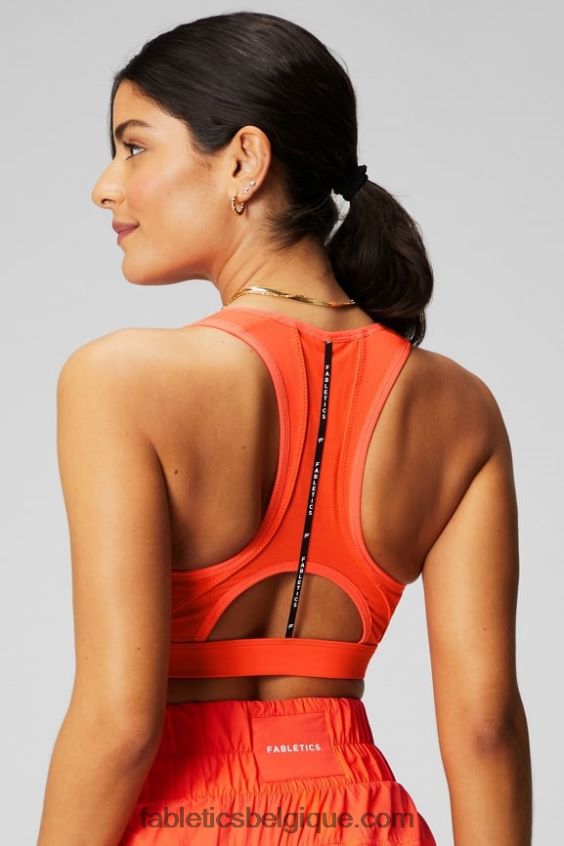 belle soutien-gorge de sport à dos nageur à impact élevé femmes Fabletics 404P0T1394 orange passion