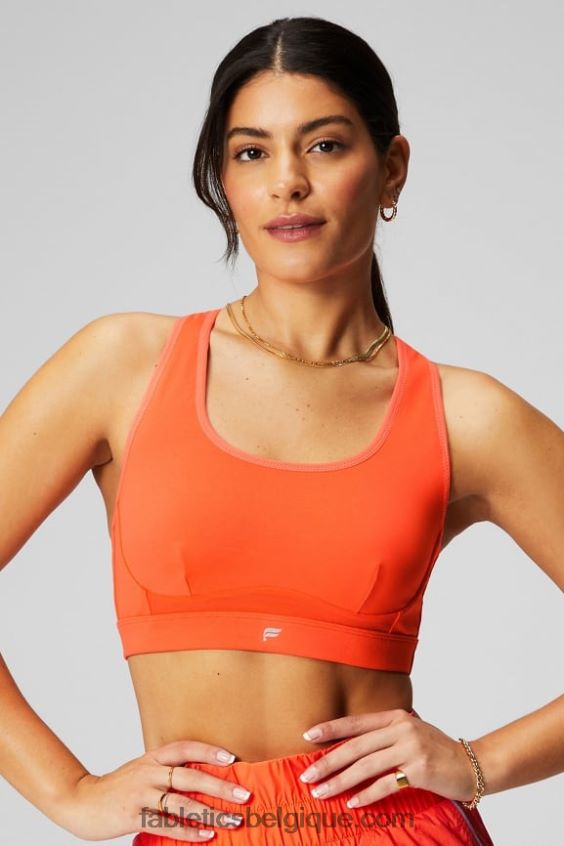 belle soutien-gorge de sport à dos nageur à impact élevé femmes Fabletics 404P0T1394 orange passion