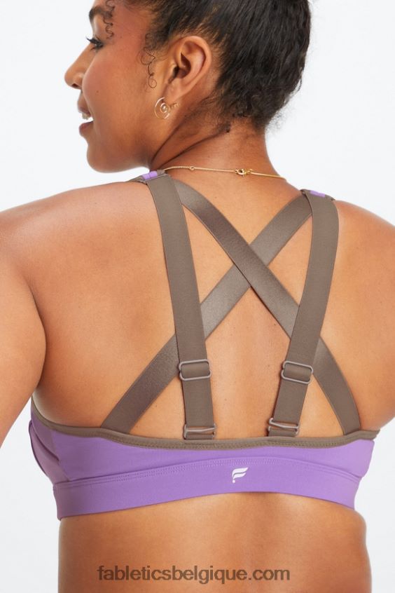 belle soutien-gorge de sport à impact élevé femmes Fabletics 404P0T1399 ultraviolet/écorce de saule