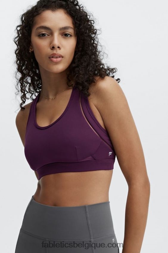 belle soutien-gorge de sport à impact élevé femmes Fabletics 404P0T1406 aubergine noire