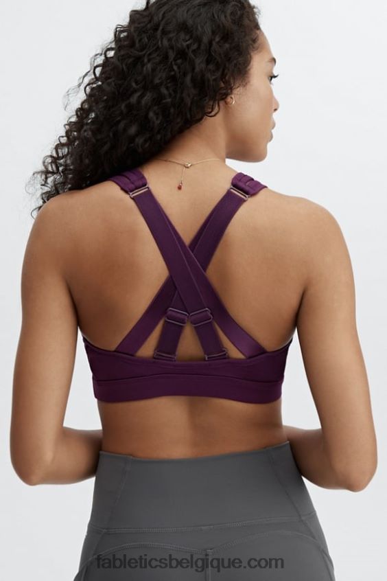 belle soutien-gorge de sport à impact élevé femmes Fabletics 404P0T1406 aubergine noire