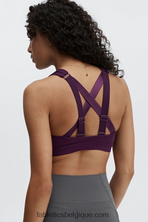 belle soutien-gorge de sport à impact élevé femmes Fabletics 404P0T1406 aubergine noire