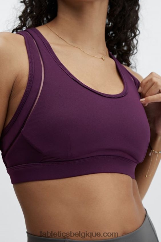 belle soutien-gorge de sport à impact élevé femmes Fabletics 404P0T1406 aubergine noire
