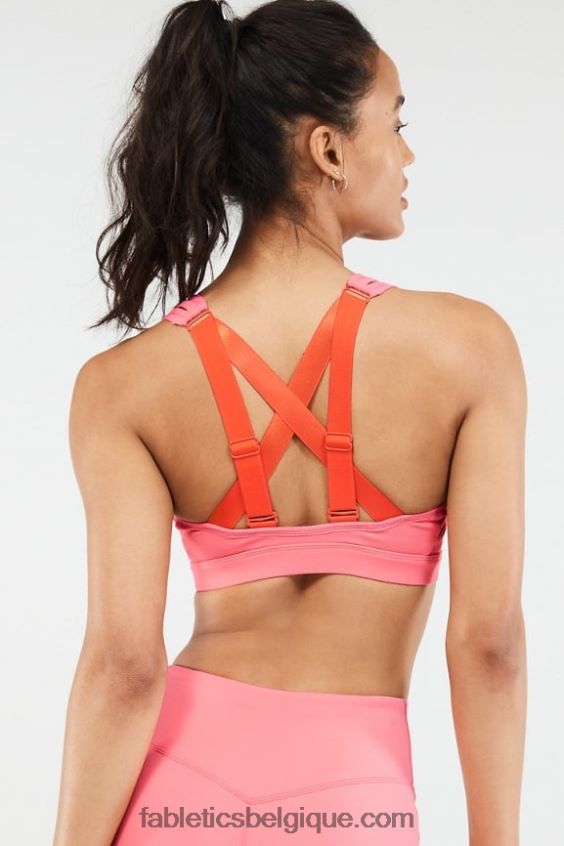 belle soutien-gorge de sport à impact élevé femmes Fabletics 404P0T1408 coucher de soleil/feu de joie