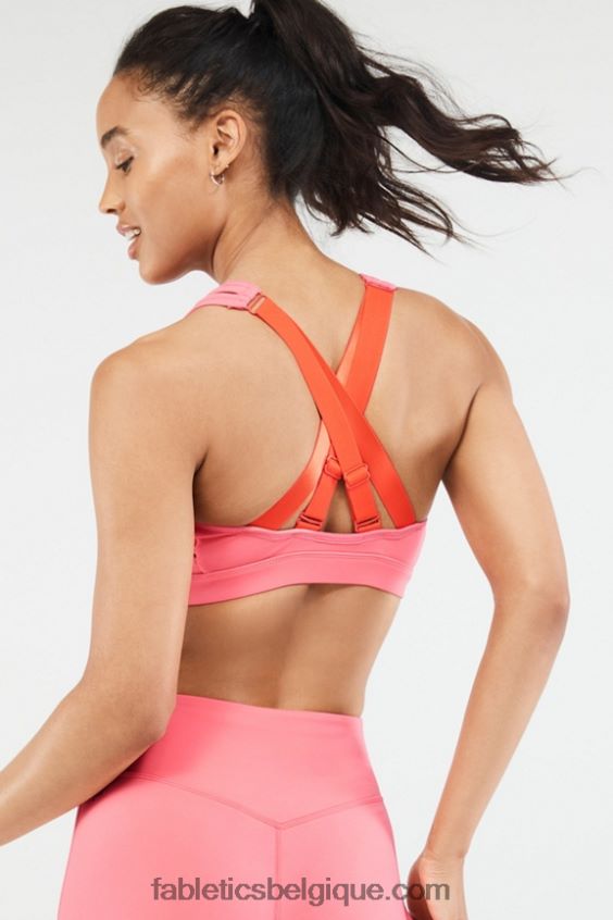 belle soutien-gorge de sport à impact élevé femmes Fabletics 404P0T1408 coucher de soleil/feu de joie