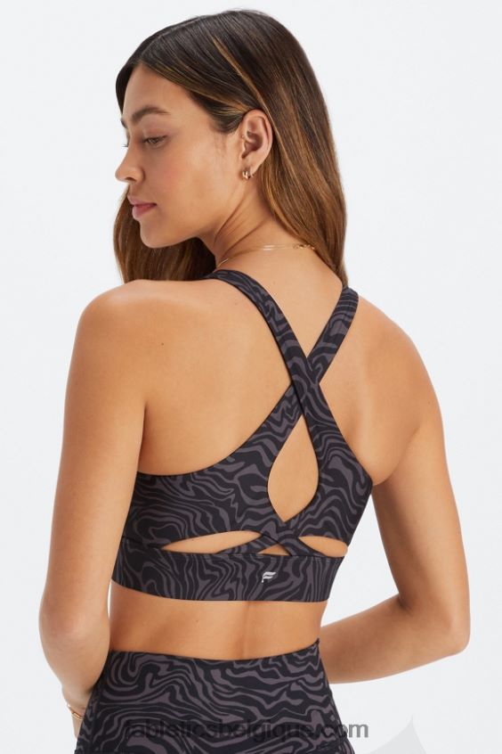 soutien-gorge de sport anti-rebond 90 femmes Fabletics 404P0T1339 zèbre marbré étain