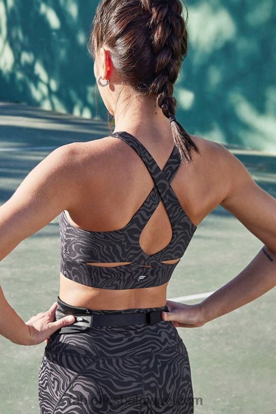 soutien-gorge de sport anti-rebond 90 femmes Fabletics 404P0T1339 zèbre marbré étain