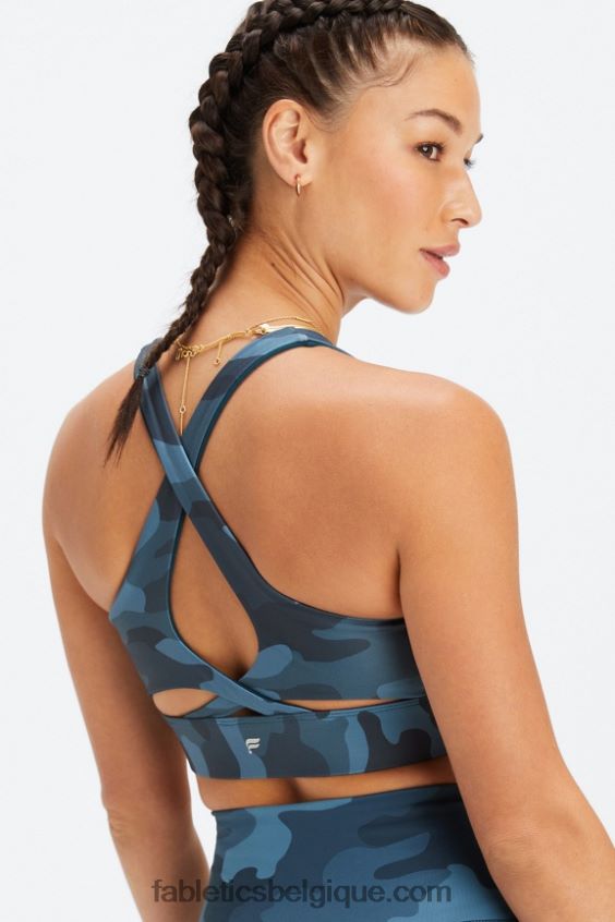 soutien-gorge de sport anti-rebond 91 femmes Fabletics 404P0T1344 grand camouflage vague de minuit