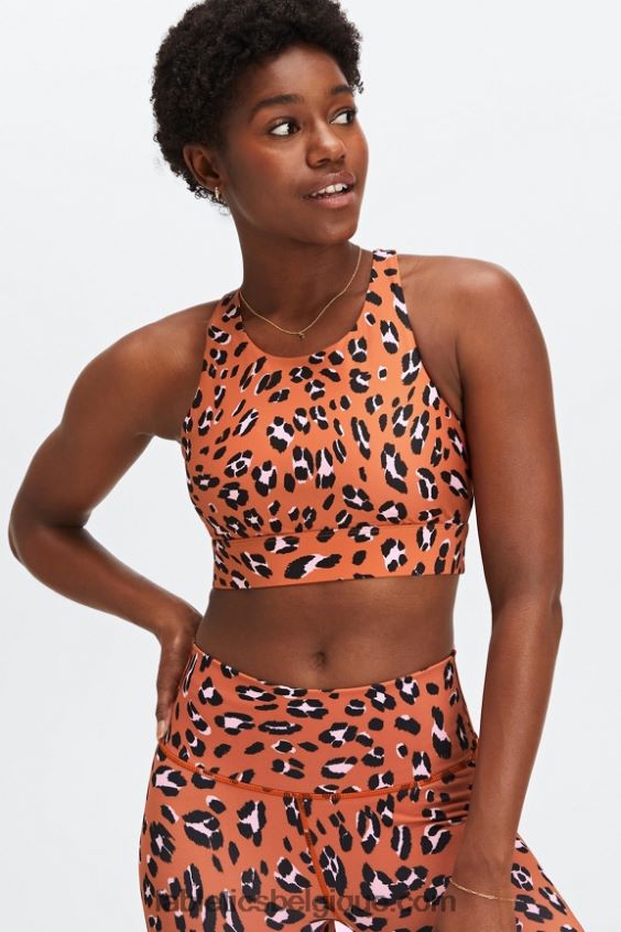 soutien-gorge de sport anti-rebond 92 femmes Fabletics 404P0T1349 lion ondulé ocre brûlé