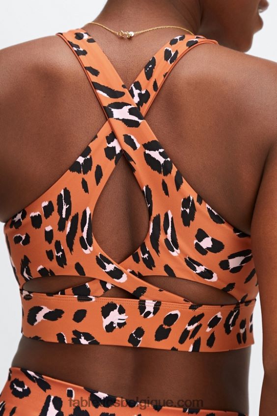 soutien-gorge de sport anti-rebond 92 femmes Fabletics 404P0T1349 lion ondulé ocre brûlé