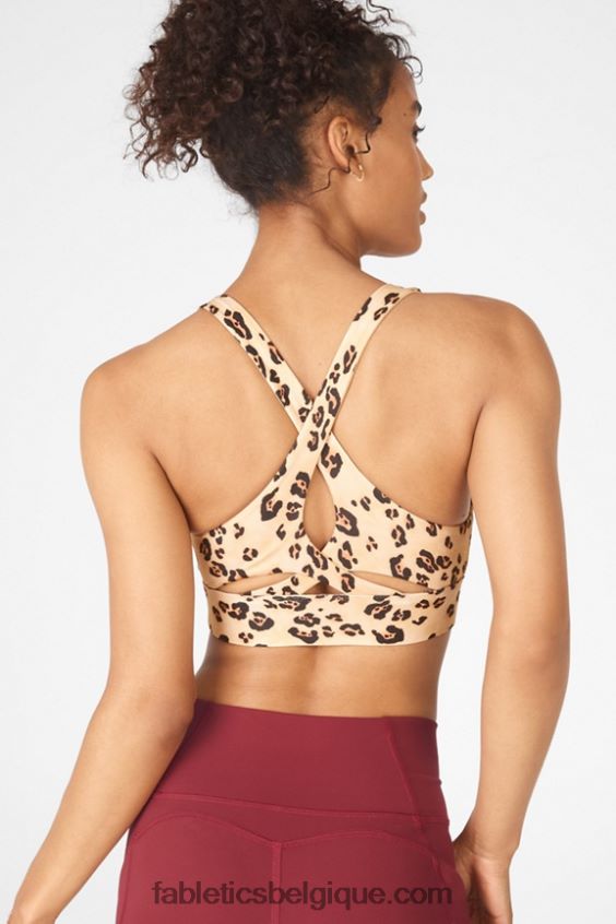 soutien-gorge de sport anti-rebond 94 femmes Fabletics 404P0T1358 léopard du désert