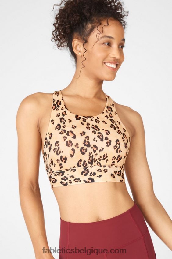 soutien-gorge de sport anti-rebond 94 femmes Fabletics 404P0T1358 léopard du désert