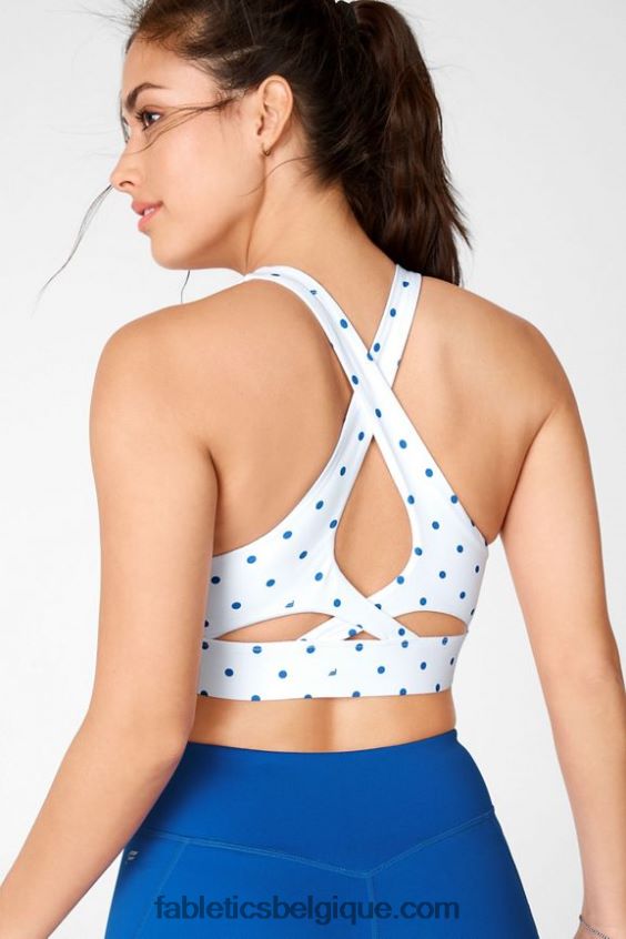 soutien-gorge de sport anti-rebond 94 femmes Fabletics 404P0T1360 point logo baja blanc