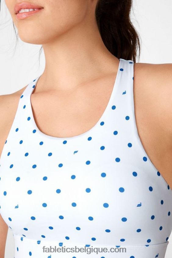 soutien-gorge de sport anti-rebond 94 femmes Fabletics 404P0T1360 point logo baja blanc